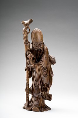 A CARVED WOOD FIGURE OF SHOULAO, c. 1900s