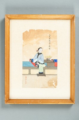 Lot 404 - ZHOU PEI CHUN (active 1880-1910): A PAINTING OF A COURT LADY ADJUSTING HER SHOES, 1900s