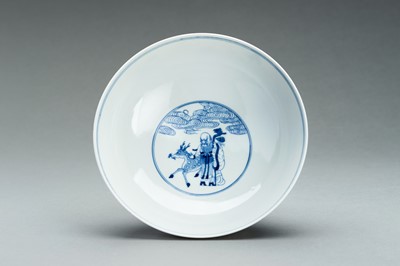 Lot 655 - A BLUE AND WHITE PORCELAIN ‘EIGHT IMMORTALS’ BOWL, GUANGXU MARK AND PERIOD