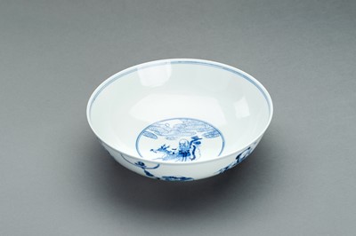 Lot 655 - A BLUE AND WHITE PORCELAIN ‘EIGHT IMMORTALS’ BOWL, GUANGXU MARK AND PERIOD