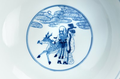 Lot 655 - A BLUE AND WHITE PORCELAIN ‘EIGHT IMMORTALS’ BOWL, GUANGXU MARK AND PERIOD