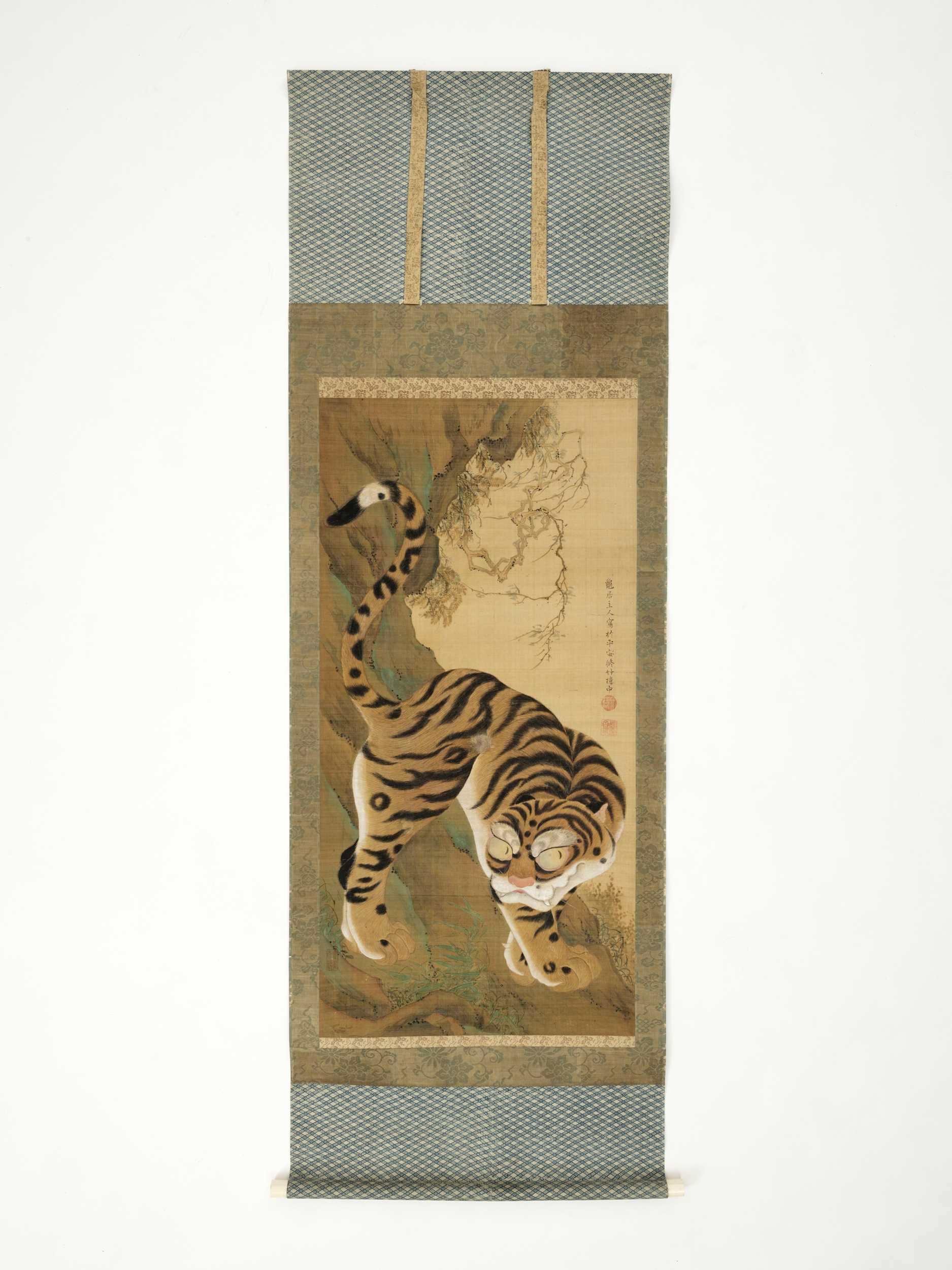Lot 100 - A FINE SCROLL PAINTING OF A TIGER, SCHOOL OF
