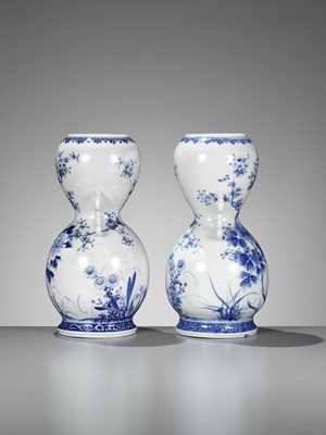 Lot 240 - A PAIR OF BLUE AND WHITE ARITA PORCELAIN VASES