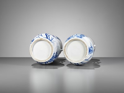 Lot 240 - A PAIR OF BLUE AND WHITE ARITA PORCELAIN VASES