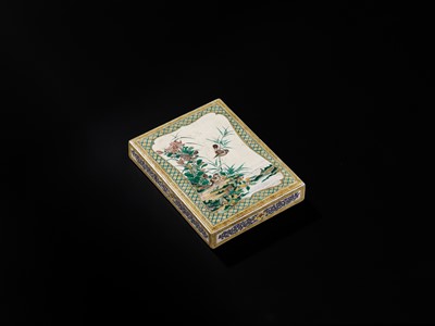 Lot 131 - A VERY RARE KO-KUTANI STYLE PORCELAIN SUZURIBAKO (WRITING BOX)