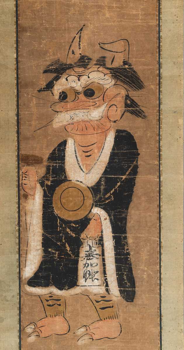 Lot 1257 - AN OTSU-E PAINTING OF ONI NO NENBUTSU