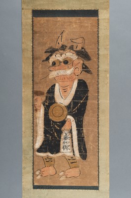 Lot 1257 - AN OTSU-E PAINTING OF ONI NO NENBUTSU