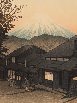 Lot 89 - KAWASE HASUI (1883-1957), MT. FUJI FROM YUIMACHI AT SURUGA