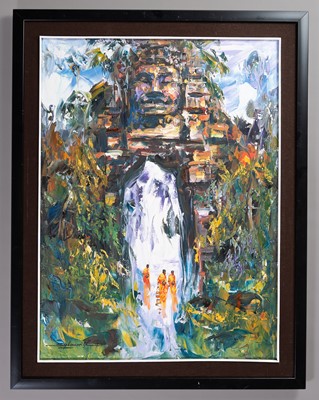 Lot 848 - ´ENTRANCE OF ANGKOR THOM WITH BUDDHISTIC MONKS´ BY SOPHANNARITH (BORN 1960)