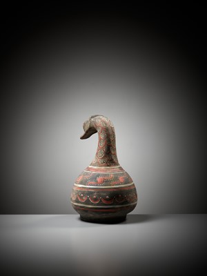 Lot 58 - A DUCK-HEADED PAINTED POTTERY VESSEL, HAN DYNASTY
