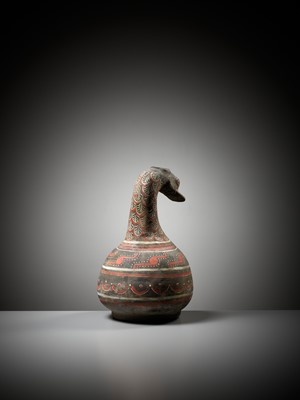 Lot 58 - A DUCK-HEADED PAINTED POTTERY VESSEL, HAN DYNASTY