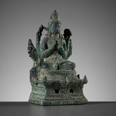 Lot 306 - A BRONZE FIGURE OF AVALOKITESHVARA SADAKSARI, JAVA