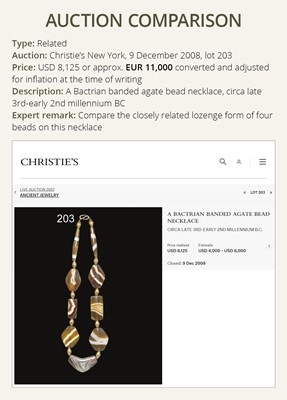 Lot 662 - TWO BACTRIAN BANDED AGATE BEADS, LATE 3RD TO EARLY 2ND MILLENIUM BC