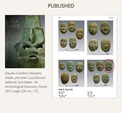 Lot 687 - A BRONZE DEATH MASK, GOA MADE, EAST JAVA, INDONESIA, 1ST MILLENNIUM BC - 1ST MILLENNIUM AD
