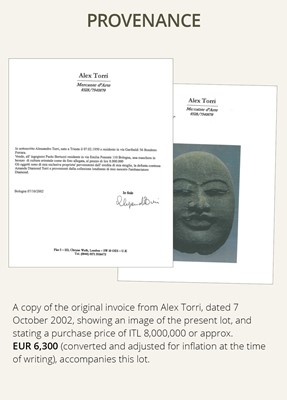Lot 687 - A BRONZE DEATH MASK, GOA MADE, EAST JAVA, INDONESIA, 1ST MILLENNIUM BC - 1ST MILLENNIUM AD