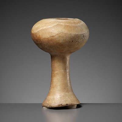 Lot 664 - A BANDED CALCITE BACTRIAN CHALICE, LATE 3RD TO EARLY 2ND MILLENIUM BC