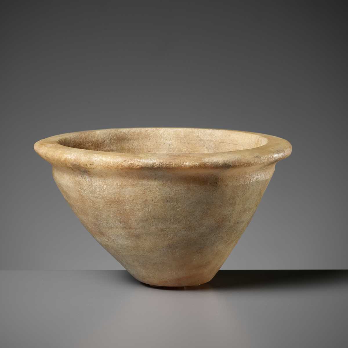 Lot 665 - A BACTRIAN TRAVERTINE BOWL, LATE 3RD TO EARLY 2ND MILLENIUM BC