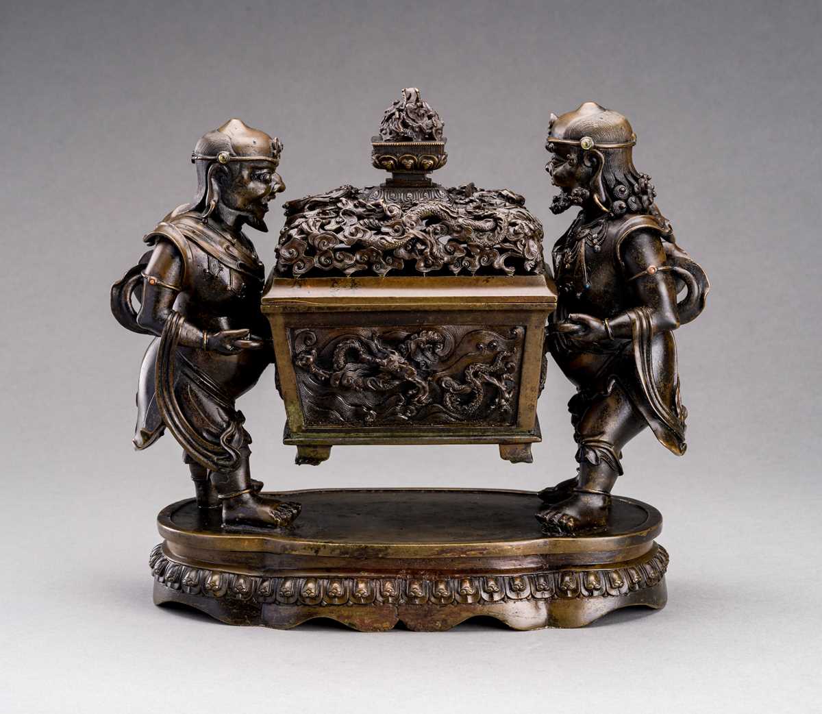 Lot 253 - A LARGE BRONZE 'FOREIGNERS' CENSER, QING