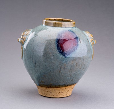 Lot 1203 - A PURPLE-SPLASHED JUN CERAMIC JAR