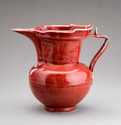 Lot 1208 - A YONGLE-STYLE ‘MONK’S CAP’ PORCELAIN EWER, SENGMAO HU