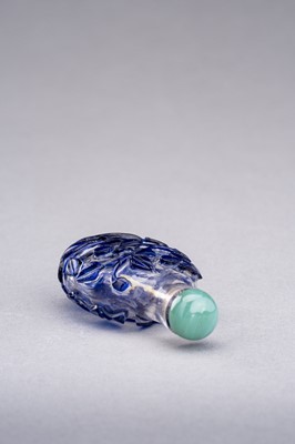 Lot 466 - A SAPPHIRE-BLUE OVERLAY GLASS SNUFF BOTTLE, QING DYNASTY