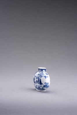 Lot 486 - TWO BLUE AND WHITE PORCELAIN SNUFF BOTTLES, QING DYNASTY
