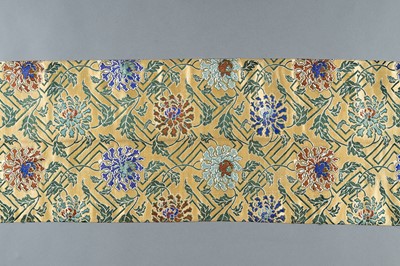 Lot 451 - A LONG SILK FLORAL PANEL, QING