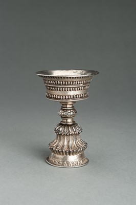 Lot 347 - TWO TIBETAN SILVER BUTTER LAMPS, 19th CENTURY