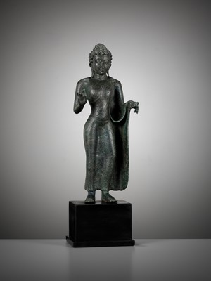 Lot 237 - A BRONZE FIGURE OF BUDDHA, NORTHEASTERN INDIA, 8TH-10TH CENTURY