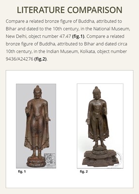 Lot 237 - A BRONZE FIGURE OF BUDDHA, NORTHEASTERN INDIA, 8TH-10TH CENTURY