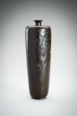 Lot 22 - OSHIMA JYOUN: A BRONZE VASE WITH A DRAGON, MEIJI