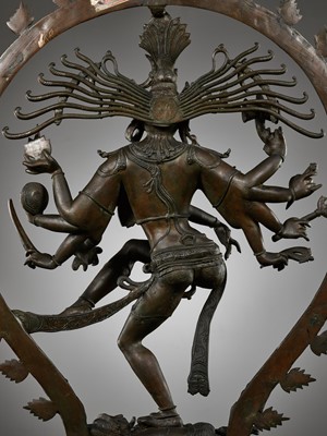 Lot 248 - A VERY LARGE BRONZE OF SHIVA NATARAJA, SOUTH INDIA, 18TH - 19TH CENTURY