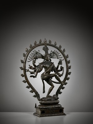 Lot 248 - A VERY LARGE BRONZE OF SHIVA NATARAJA, SOUTH INDIA, 18TH - 19TH CENTURY