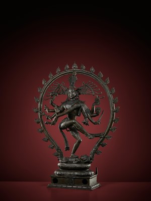 Lot 248 - A VERY LARGE BRONZE OF SHIVA NATARAJA, SOUTH INDIA, 18TH - 19TH CENTURY