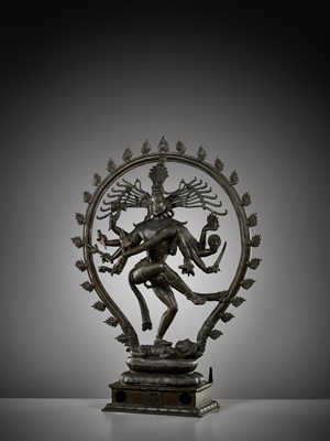 Lot 248 - A VERY LARGE BRONZE OF SHIVA NATARAJA, SOUTH INDIA, 18TH - 19TH CENTURY