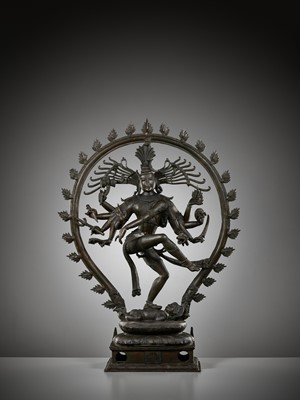 Lot 248 - A VERY LARGE BRONZE OF SHIVA NATARAJA, SOUTH INDIA, 18TH - 19TH CENTURY