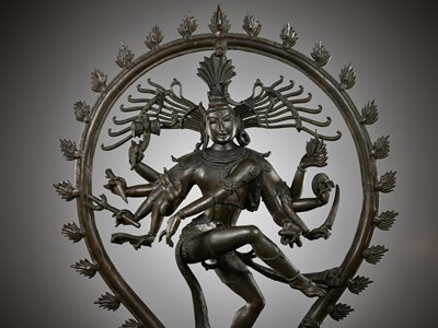 Lot 248 - A VERY LARGE BRONZE OF SHIVA NATARAJA, SOUTH INDIA, 18TH - 19TH CENTURY