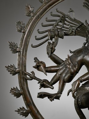 Lot 248 - A VERY LARGE BRONZE OF SHIVA NATARAJA, SOUTH INDIA, 18TH - 19TH CENTURY