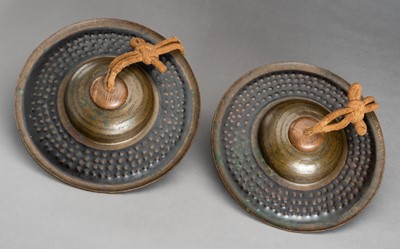 Lot 270 - A PAIR OF BRONZE CYMBALS