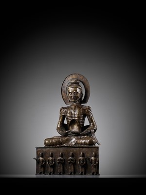 Lot 642 - A BRONZE FIGURE OF THE ASCETIC BUDDHA,