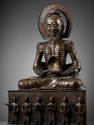 Lot 642 - A BRONZE FIGURE OF THE ASCETIC BUDDHA, THAILAND, 19TH CENTURY