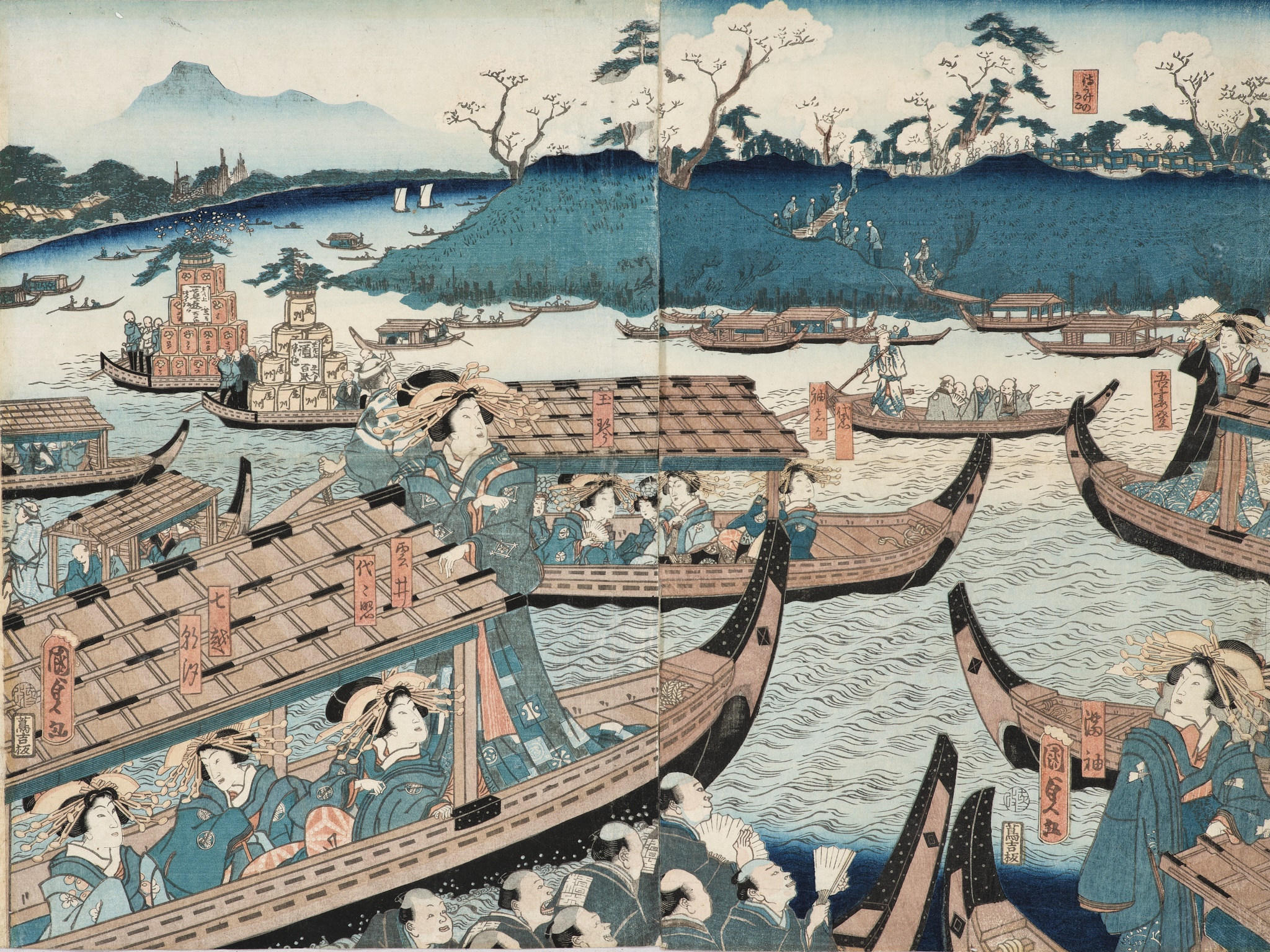 Lot 371 - UTAGAWA KUNISADA II (1823-1880), PENTAPTYCH: