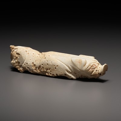 Lot 75 - A WHITE JADE FIGURE OF A PIG, HAN DYNASTY