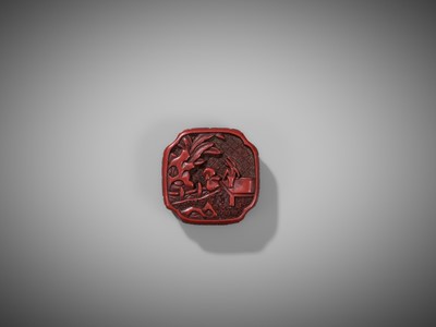 Lot 6 - A SMALL CINNABAR LACQUER BOX AND COVER, YUAN TO EARLY MING DYNASTY