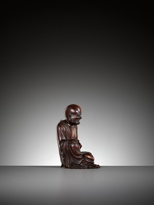 Lot 165 - A HARDWOOD FIGURE OF VIJRAPUTRA, LATE MING DYNASTY TO EARLY QING DYNASTY
