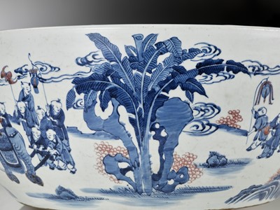 Lot 123 - A MASSIVE COPPER-RED AND UNDERGLAZE-BLUE ‘HUNDRED BOYS’ JARDINIÉRE, DATED 1779 OR 1839