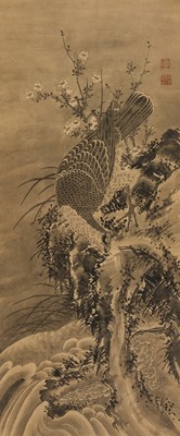 SOGA SHOHAKU (1730-1781): AN IMPORTANT SET OF FIVE SCROLL PAINTINGS WITH BIRDS OF PREY