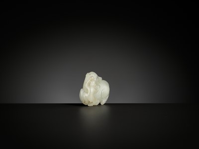 Lot 336 - A PALE CELADON JADE ‘HORSE AND MONKEY’ GROUP, 18TH-19TH CENTURY