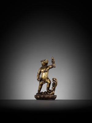 Lot 176 - A RARE GILT BRONZE FIGURE OF VARAHA, NEPAL, 16TH-17TH CENTURY