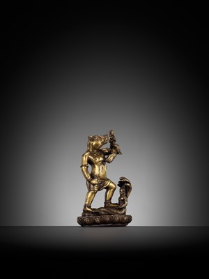 Lot 176 - A RARE GILT BRONZE FIGURE OF VARAHA, NEPAL, 16TH-17TH CENTURY